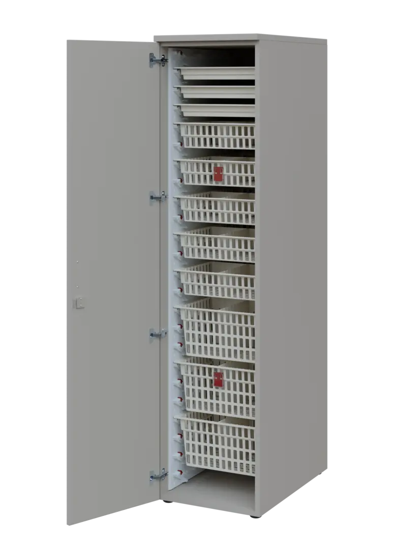 EUROMEDICA D - 46 ABS skříň léková boxová, 1-dveřová, levá, 1950x460x735, korpus šedý, dvířka šedá